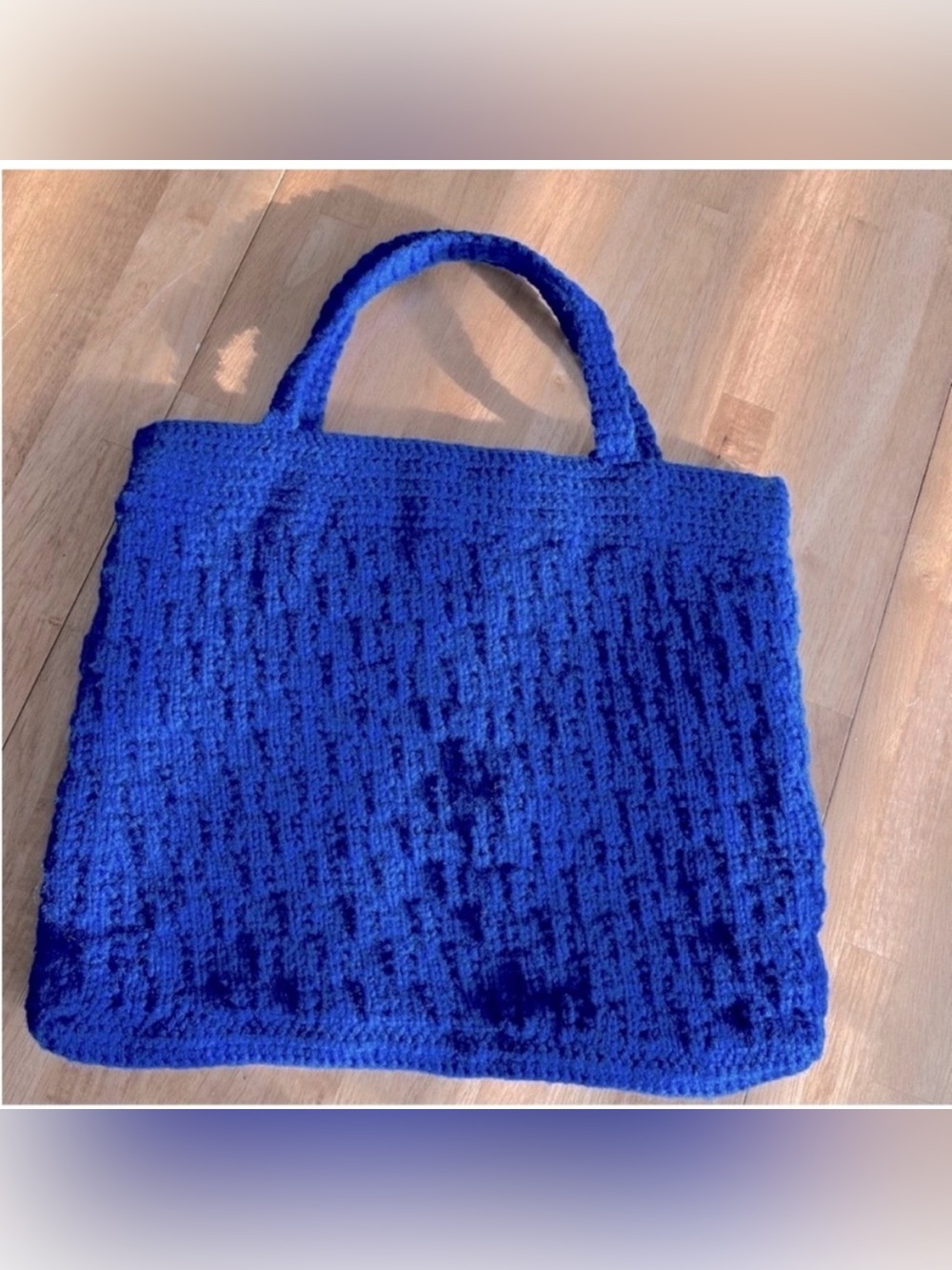 Knitted Handmade Purse Tote Bag Royal Blue